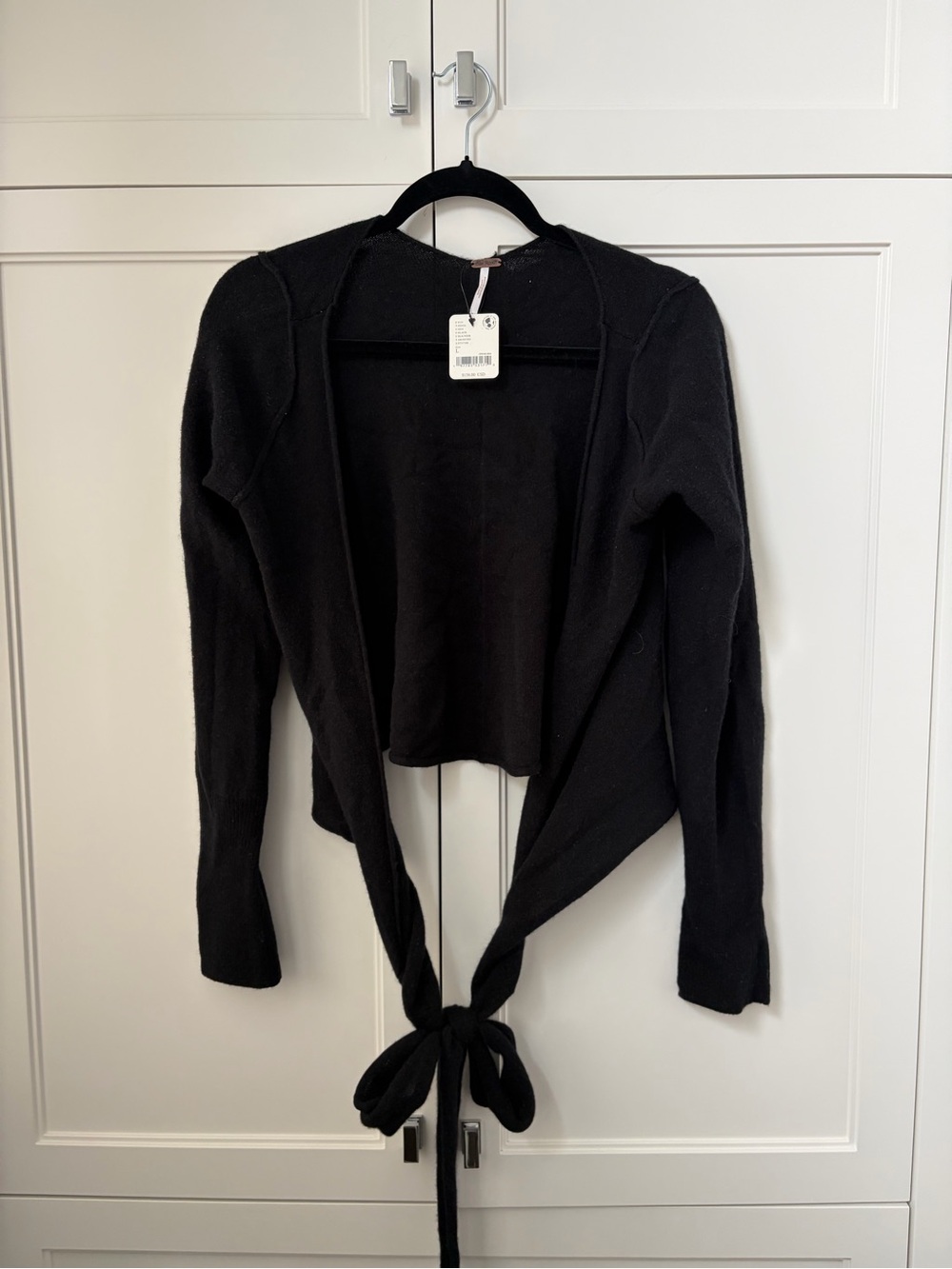 Free People Black Tie-Front Knit Cardigan